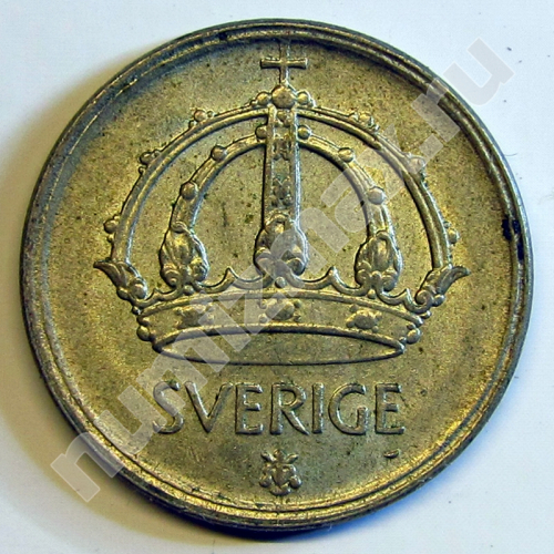 Монета: 25 эре 1947 г. (аверс)